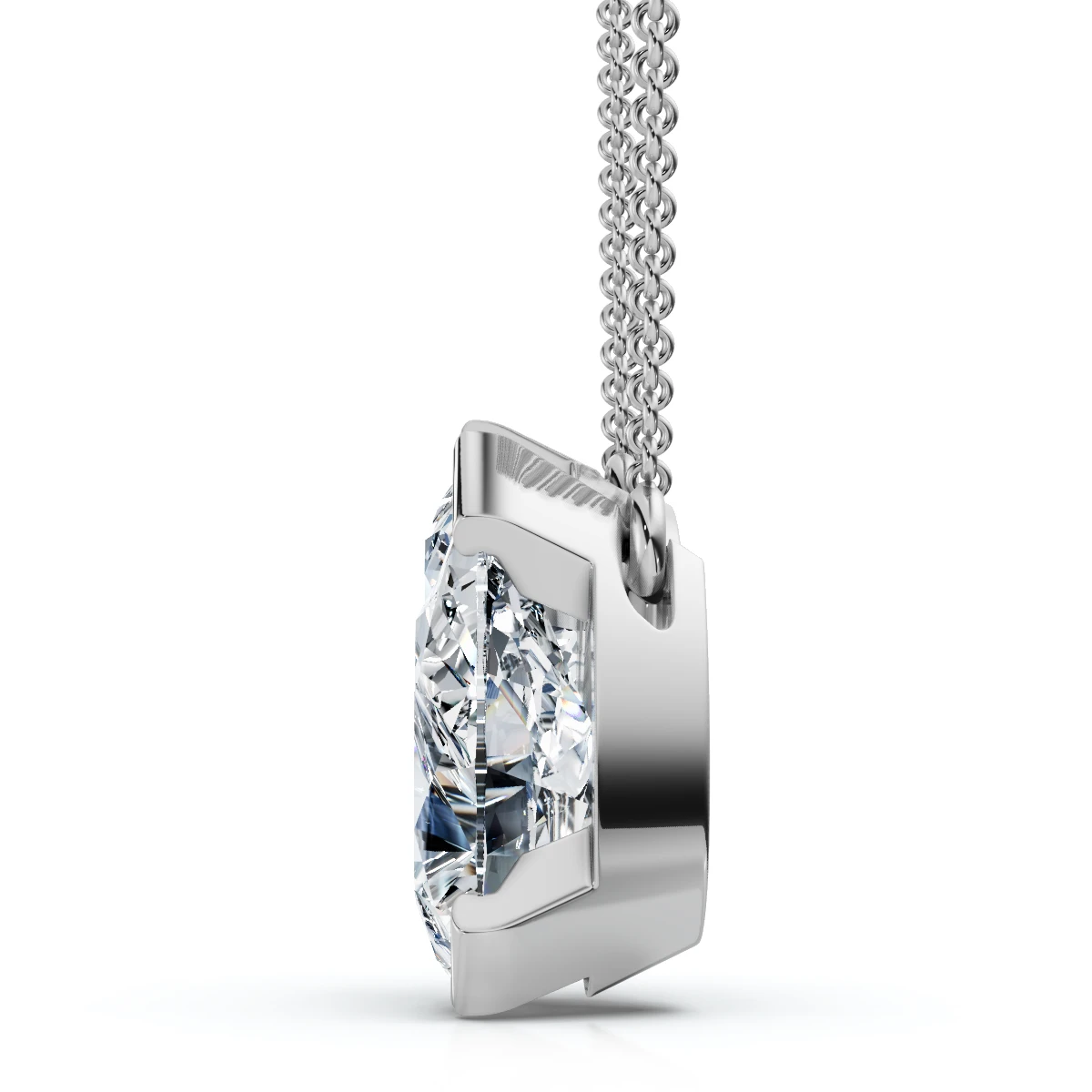 2Ct Cushion and Pear Toi et Moi Diamond Pendant 14k Gold or Pt Lab Grown (E-F, VS)