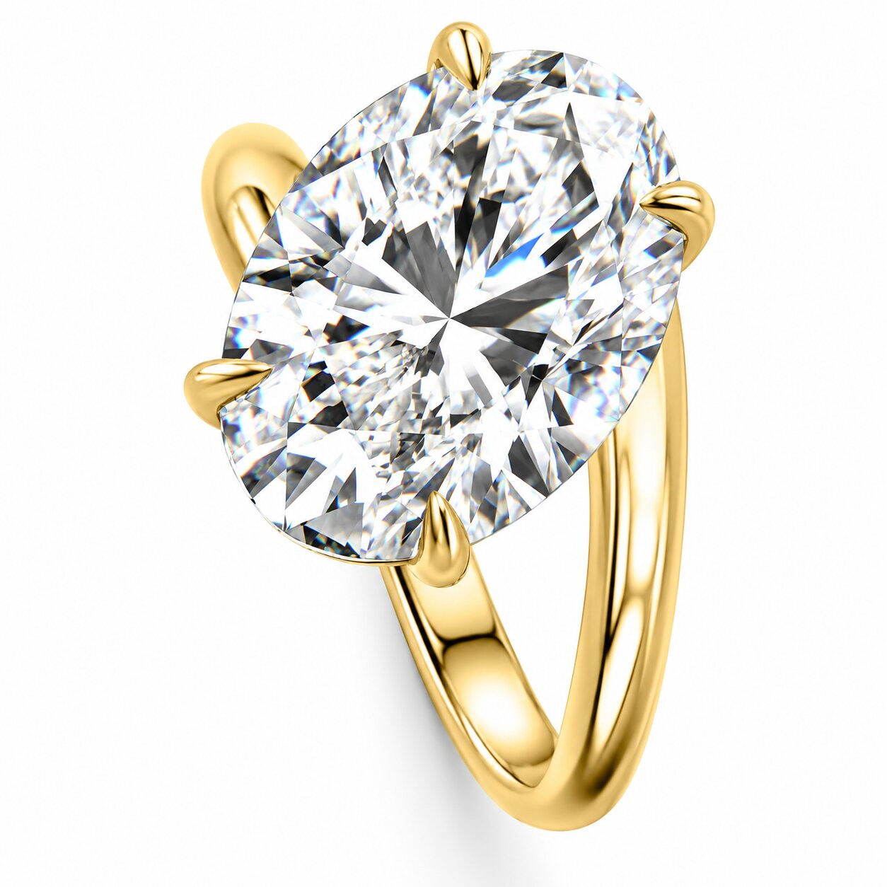Certified 7Ct Oval Diamond Engagement Ring 14k Yellow Gold Lab Grown (G-H, VS)