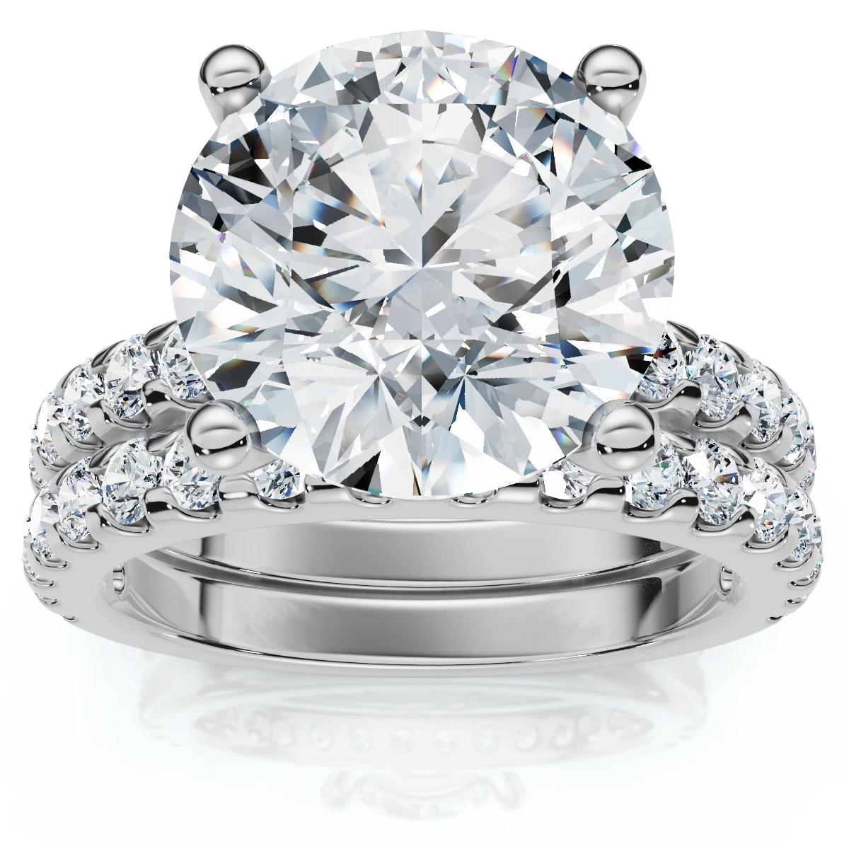 Certified 3 1/2Ct Diamond Engagement Matching Wedding Rings 14k Gold Lab Grown (F-G, VS)