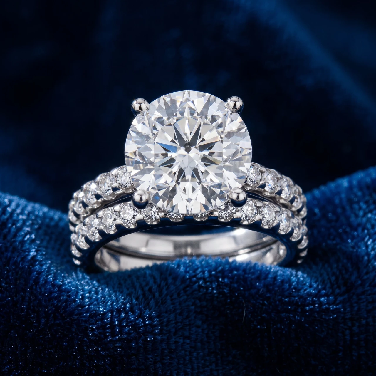 Certified 3 1/2Ct Diamond Engagement Matching Wedding Rings 14k Gold Lab Grown (F-G, VS)