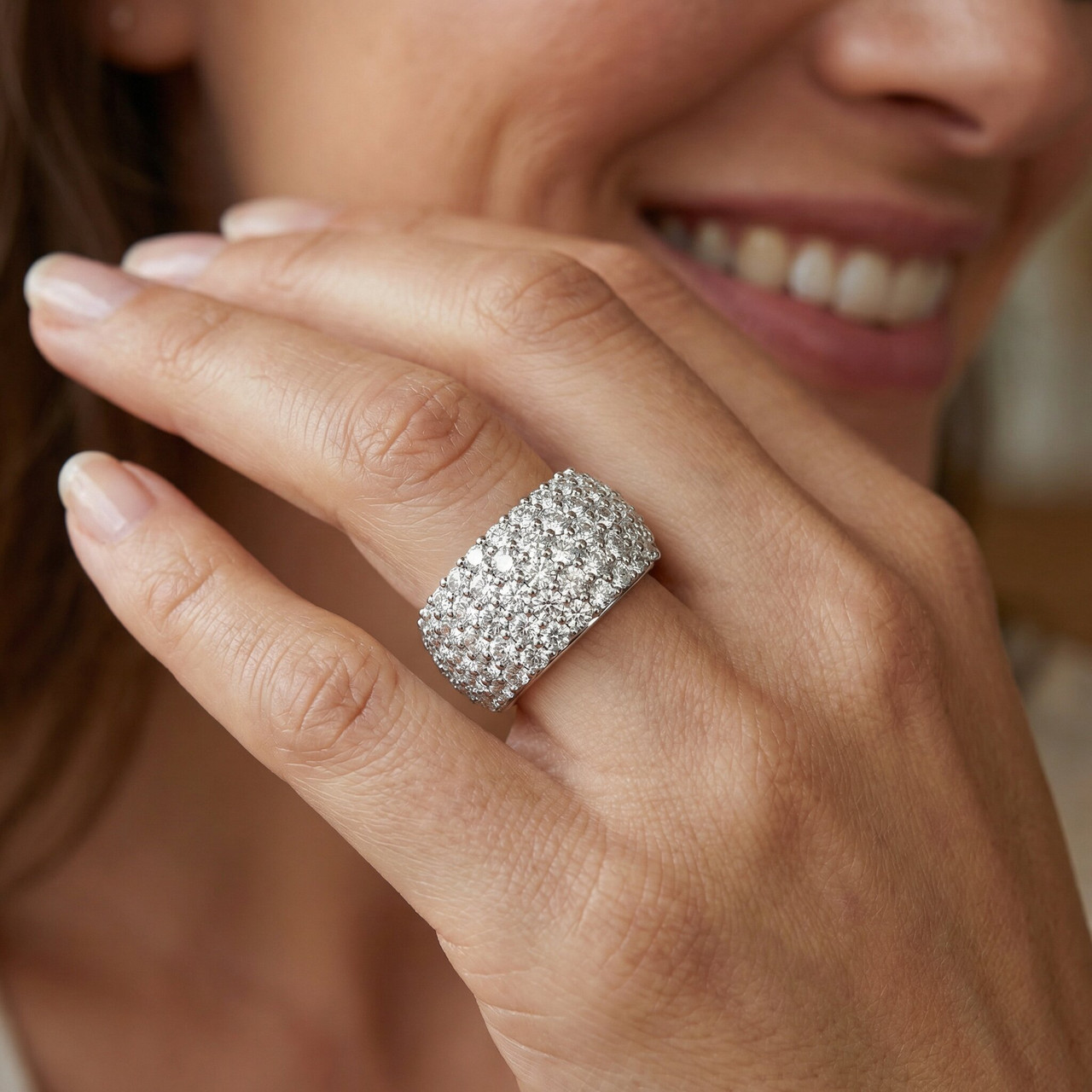 5 3/4ct Pave Lab Grown Diamond Eternity Wedding Anniversary Ring (F-G, VS)