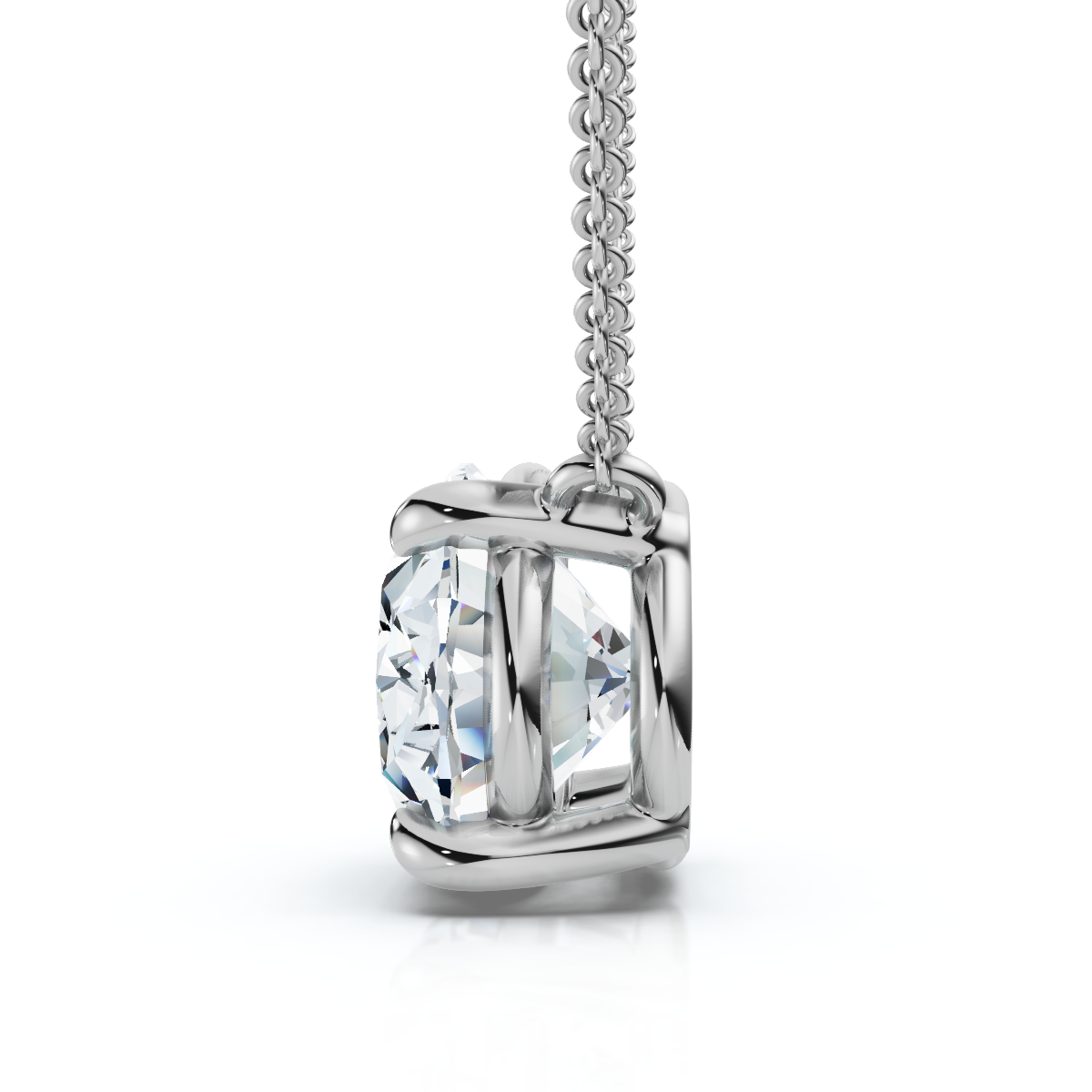Certified 3Ct Diamond Oval Solitaire Pendant 14k Gold 18" Women's Chain Lab Grown (E-F, VS)