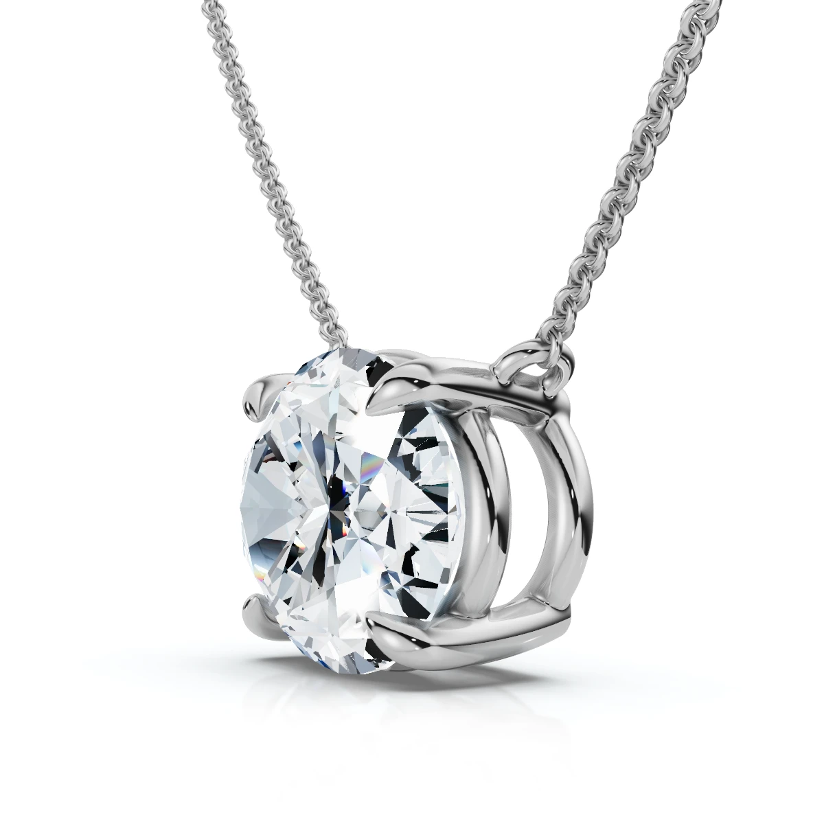 Certified 3Ct Diamond Oval Solitaire Pendant 14k Gold 18" Women's Chain Lab Grown (E-F, VS)