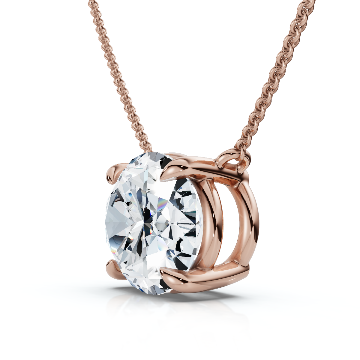 Certified 3Ct Diamond Oval Solitaire Pendant 14k Gold 18" Women's Chain Lab Grown (E-F, VS)