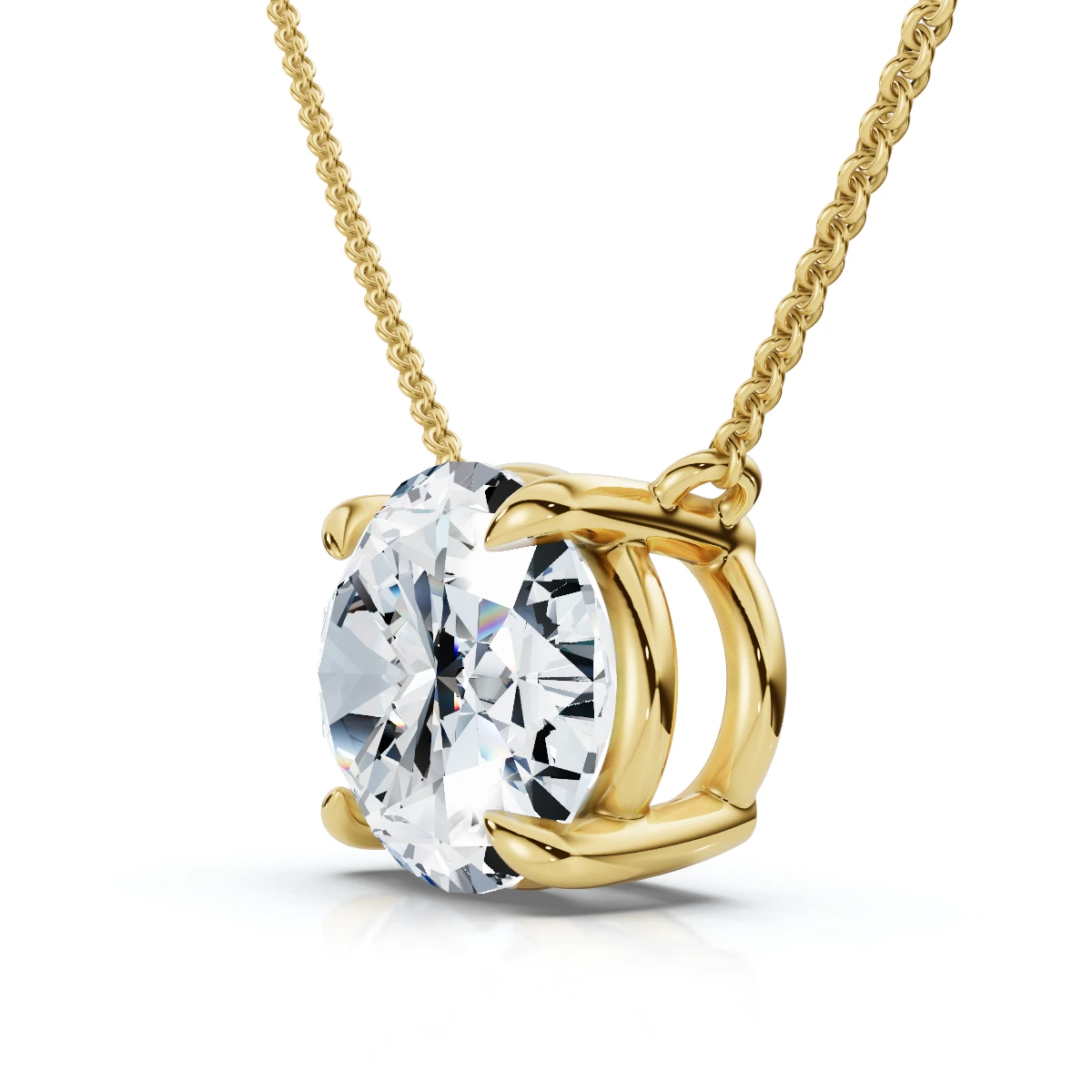 Certified 3Ct Diamond Oval Solitaire Pendant 14k Gold 18" Women's Chain Lab Grown (E-F, VS)