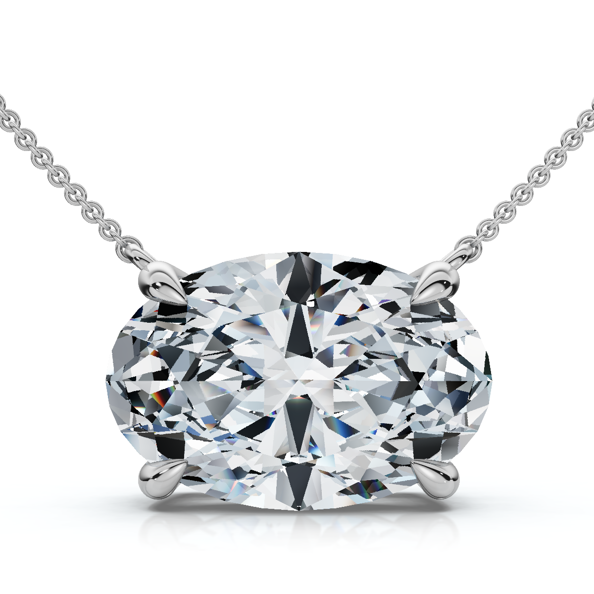 Certified 4Ct Diamond Oval Solitaire Pendant 14k Gold 18" Womens Chain Lab Grown (E-F, VS)