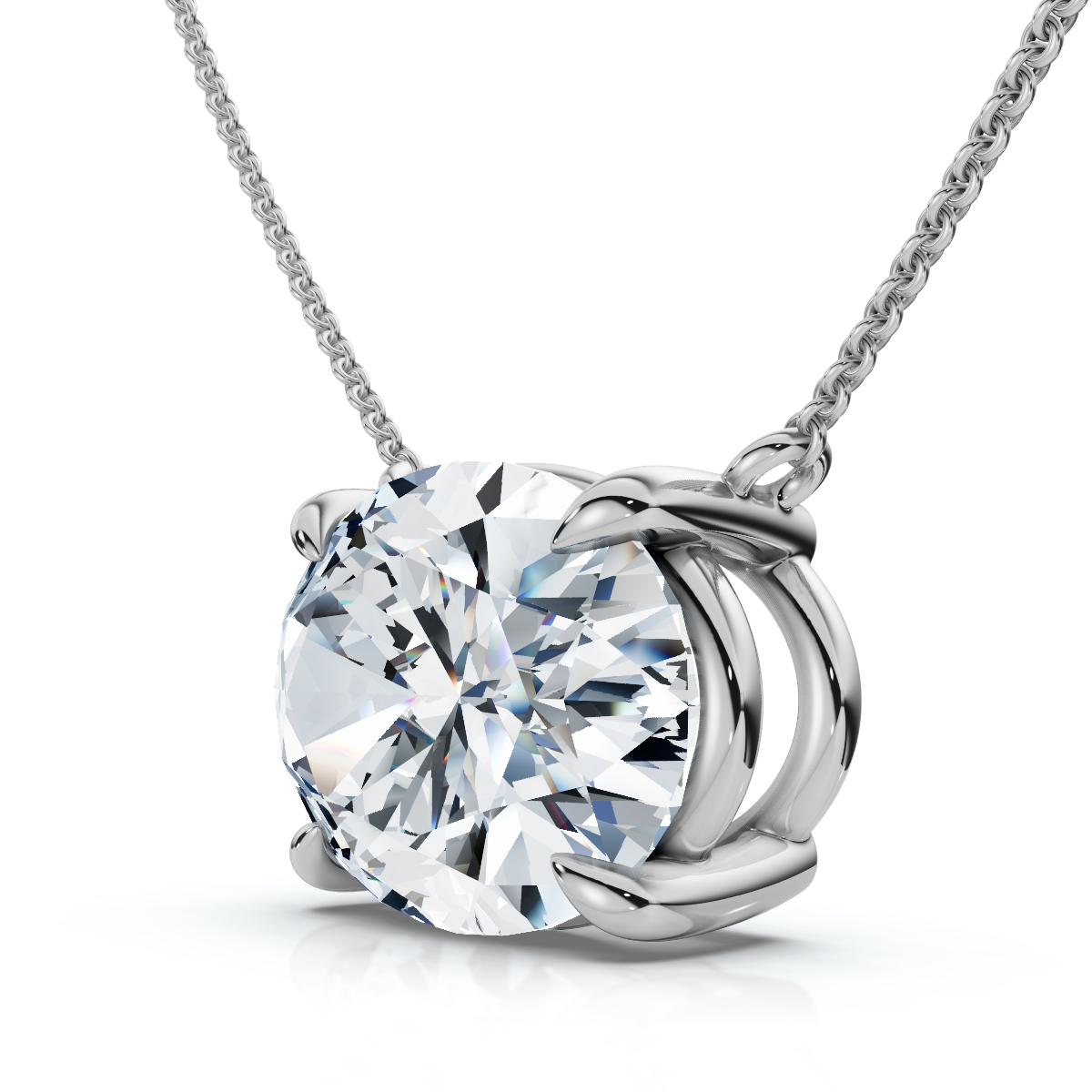 Certified 4Ct Diamond Oval Solitaire Pendant 14k Gold 18" Womens Chain Lab Grown (E-F, VS)