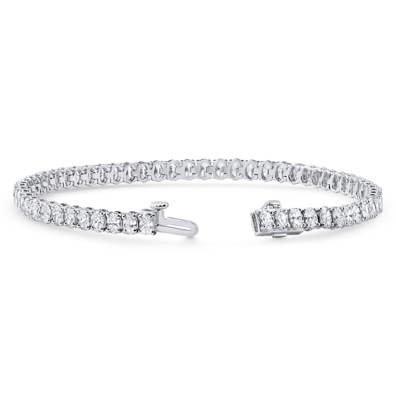 6Ct Oval Cut Diamond Tennis Bracelet 14k White Gold Lab Grown 7" (E-F, VS)