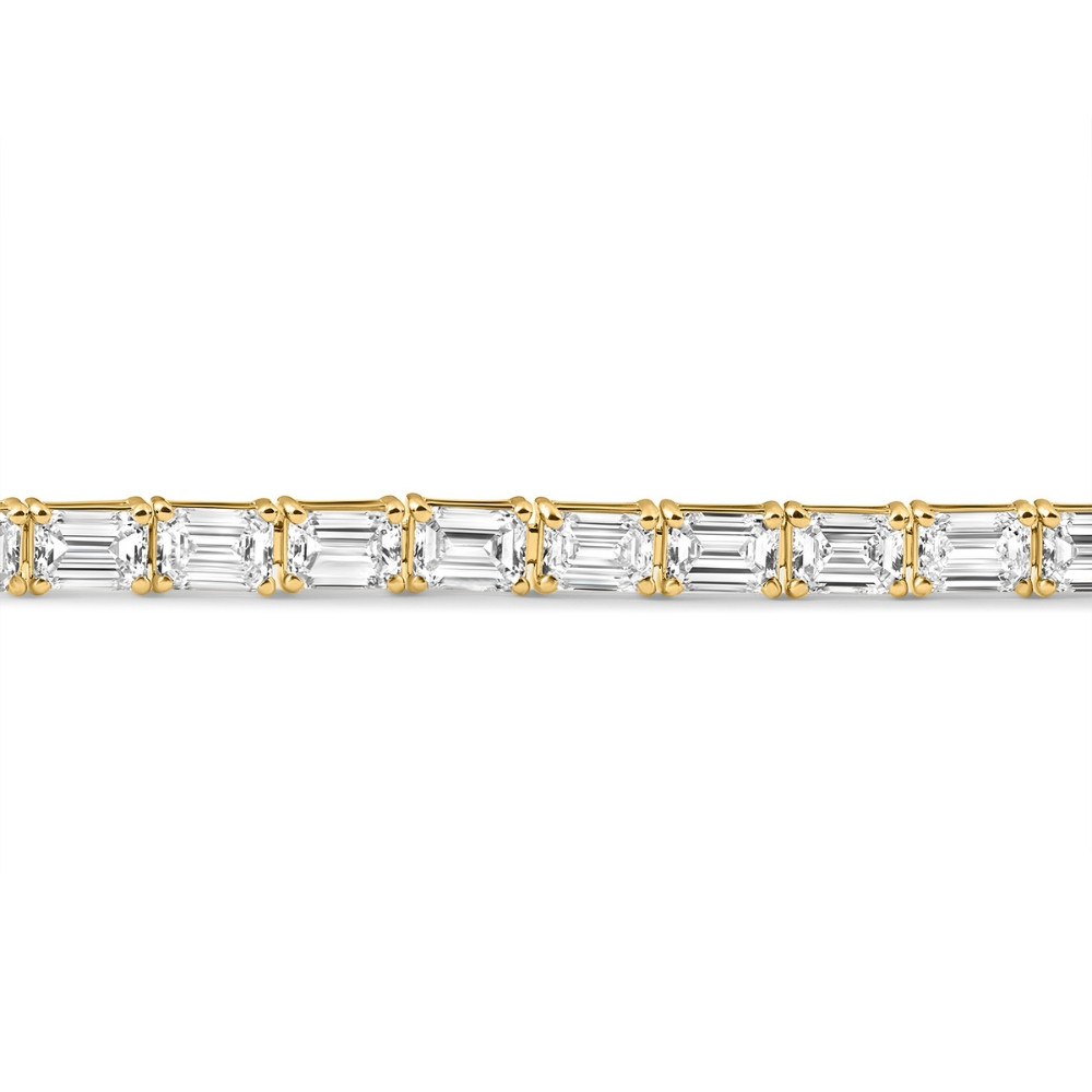 12Ct Emerald Cut Diamond East West Tennis Bracelet 14k Yellow Gold Lab Grown (E-F, VS)