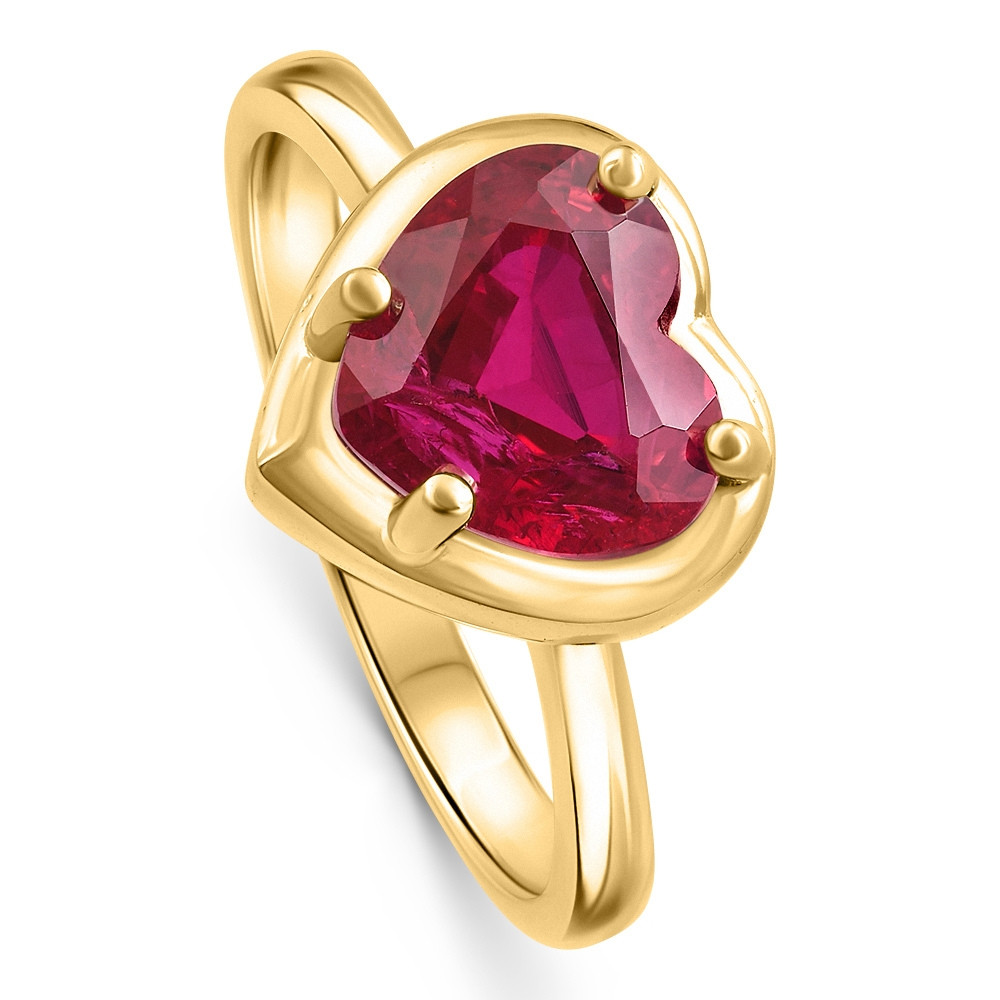 14k Yellow Gold 9mm Ruby Heart Ring