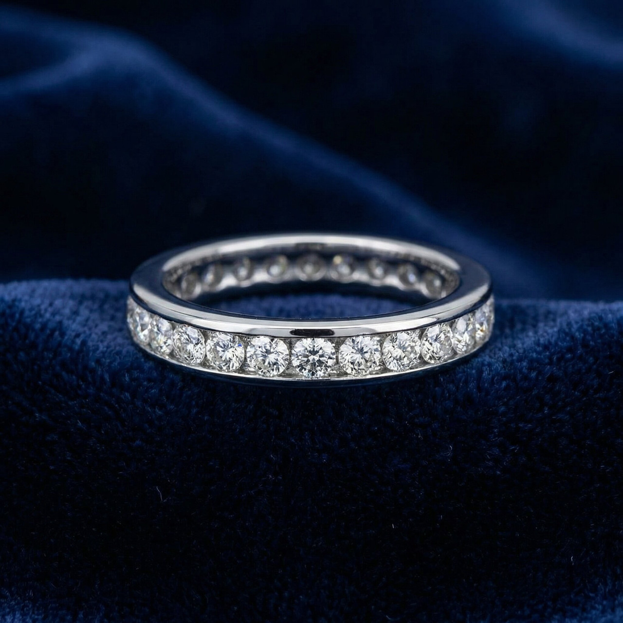 1ct Diamond Wedding Eternity Stackable 14K Ring New White Gold (G-H, I1)