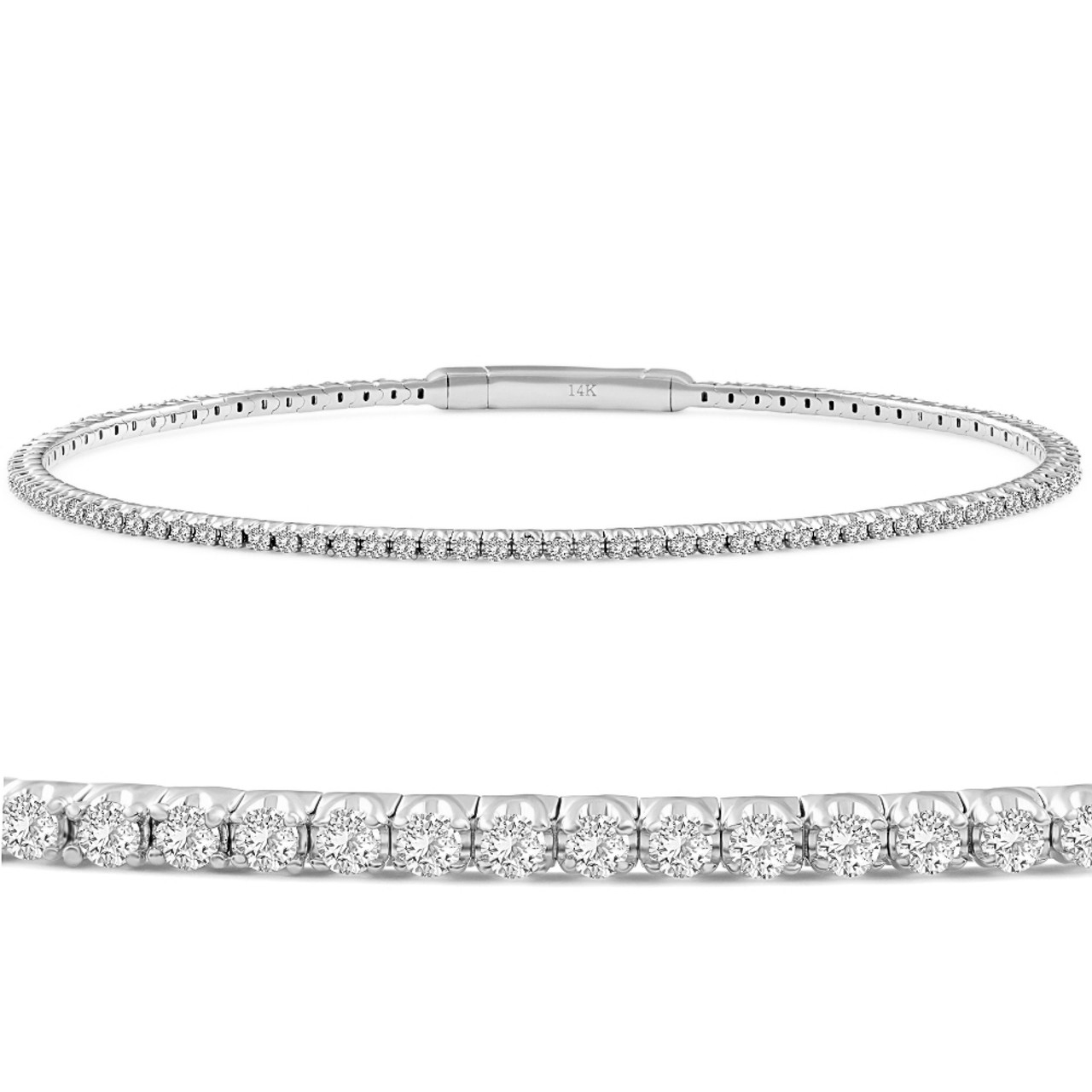 1Ct F/VS Diamond Flexible Oval Bangle Women's Bracelet 14k White Gold Lab Grown (F-G, VS) 1Ct F/VS Diamond Flexible Oval Bangle Women's Bracelet 14k White Gold Lab Grown (F-G, VS)