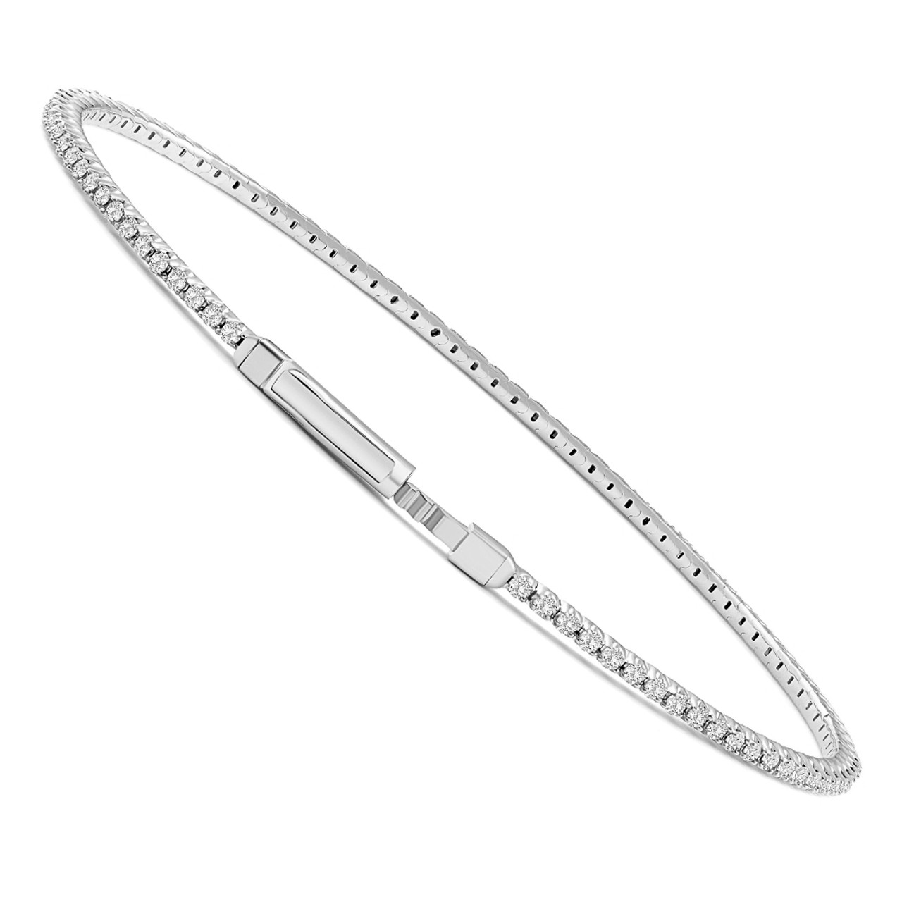 1Ct F/VS Diamond Flexible Oval Bangle Women's Bracelet 14k White Gold Lab Grown (F-G, VS) 1Ct F/VS Diamond Flexible Oval Bangle Women's Bracelet 14k White Gold Lab Grown (F-G, VS)