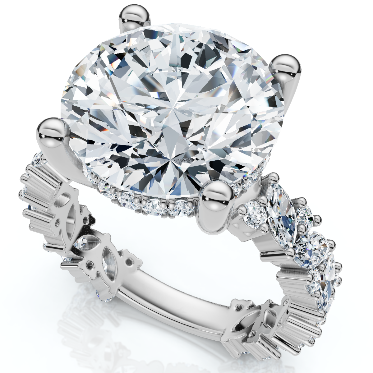 Certified 6.78Ct Round Cut Diamond Engagement Ring 14k White Gold Lab Grown (D-E, VS)