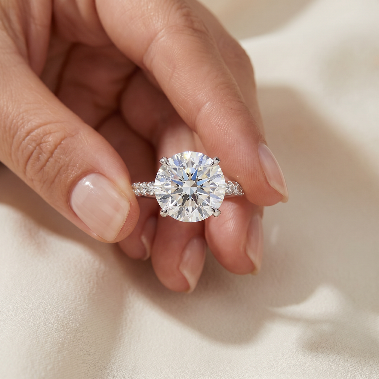 Certified 3 1/2Ct Eternity Diamond Engagement Ring 14k Gold/Platinum Lab Grown (F-G, VS)