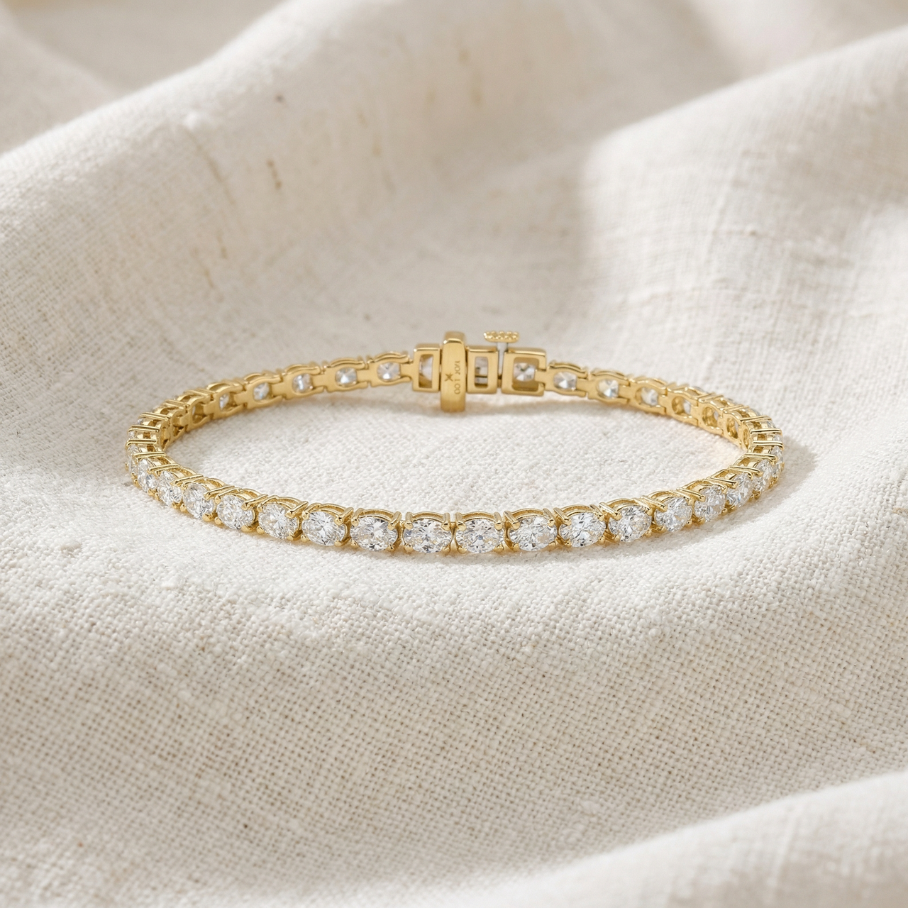 4.5Ct Oval Cut Diamond Tennis Bracelet 7" 14k Yellow Gold Lab Grown (E-F, VS)