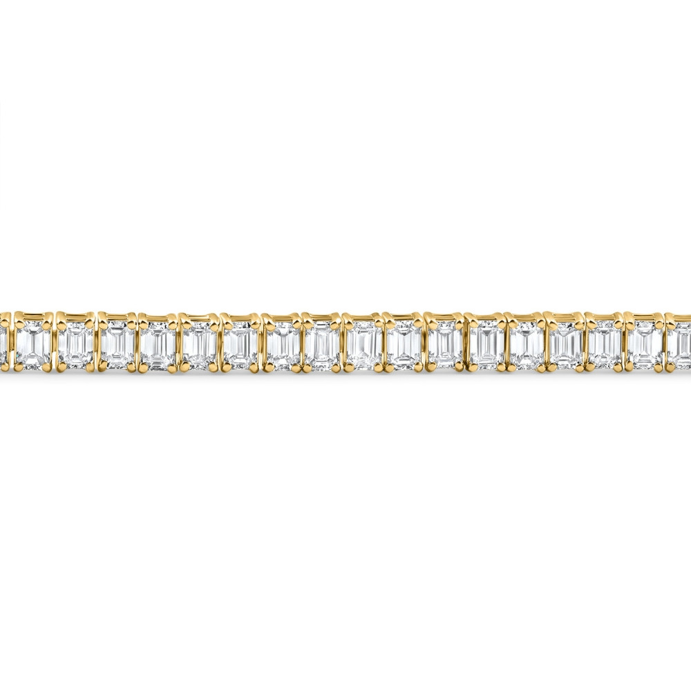 E/VS 7Ct Emerald Cut Diamond Tennis Bracelet 7" 14k Yellow Gold (E-F, VS)