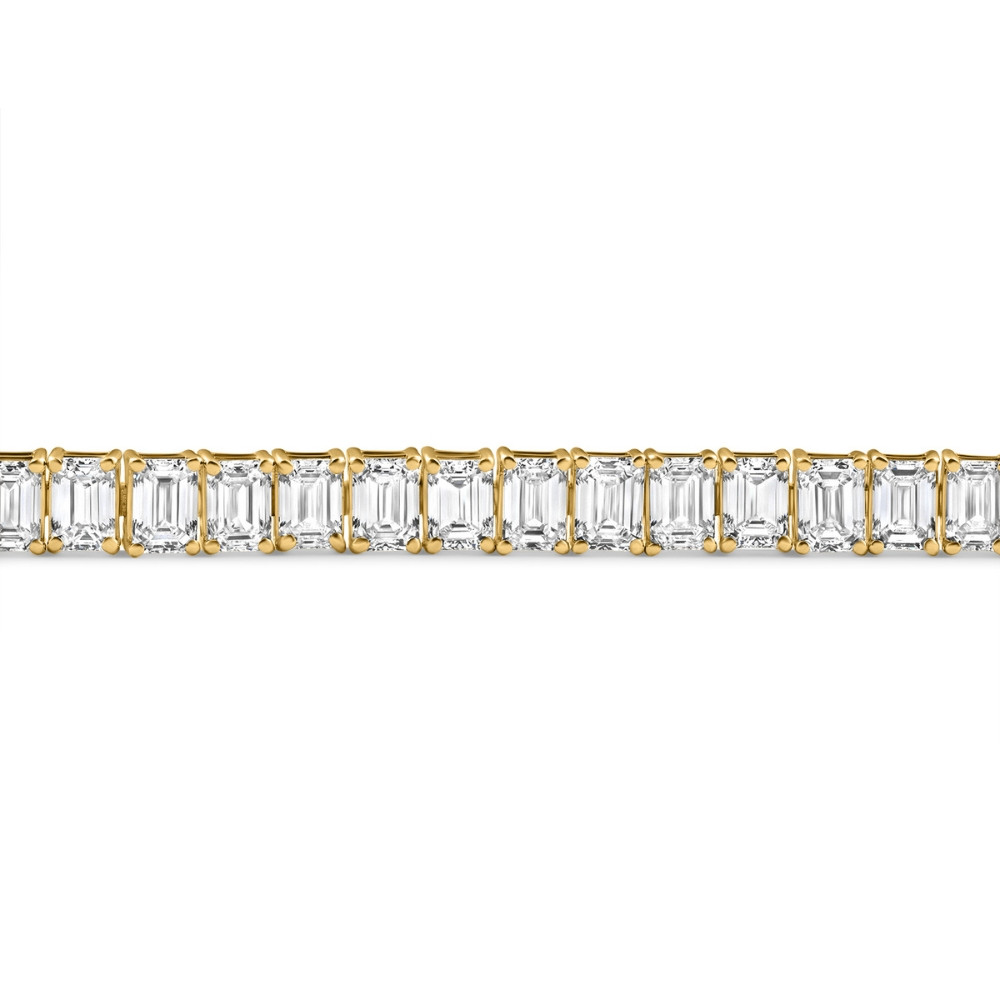 15Ct Emerald Cut Diamond Tennis Bracelet 7" 14k Yellow Gold Lab Grown (E-F, VS)