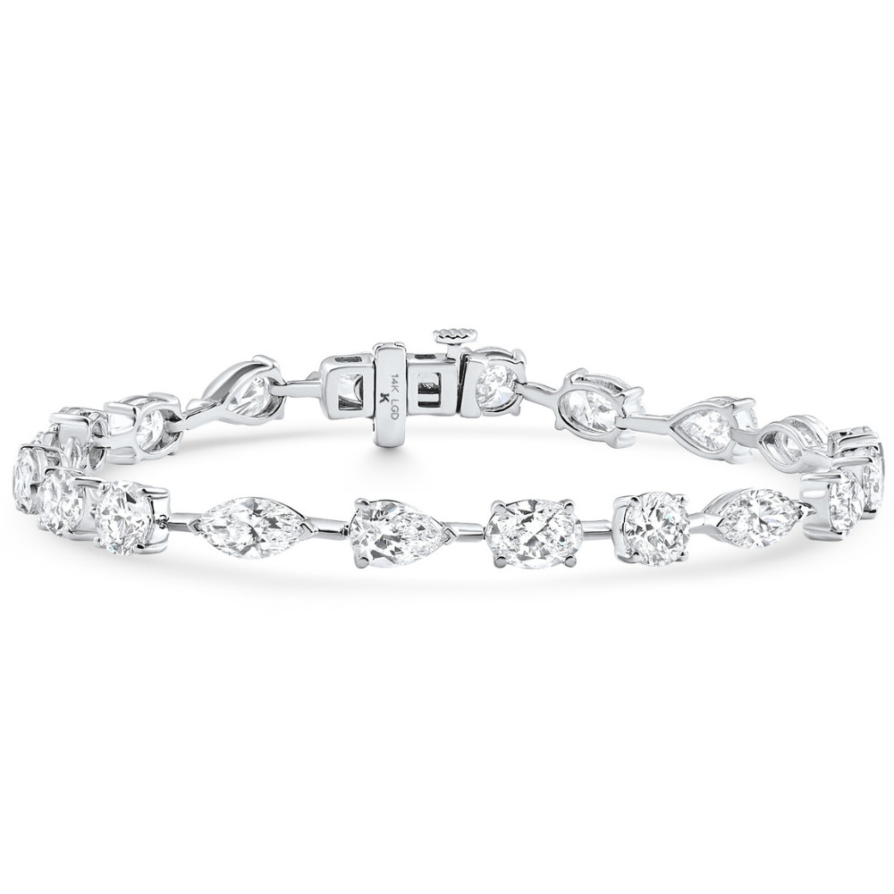 10Ct Mixed Cut Diamond Tennis Bracelet 7" 14k White Gold Lab Grown (E-F, VS)