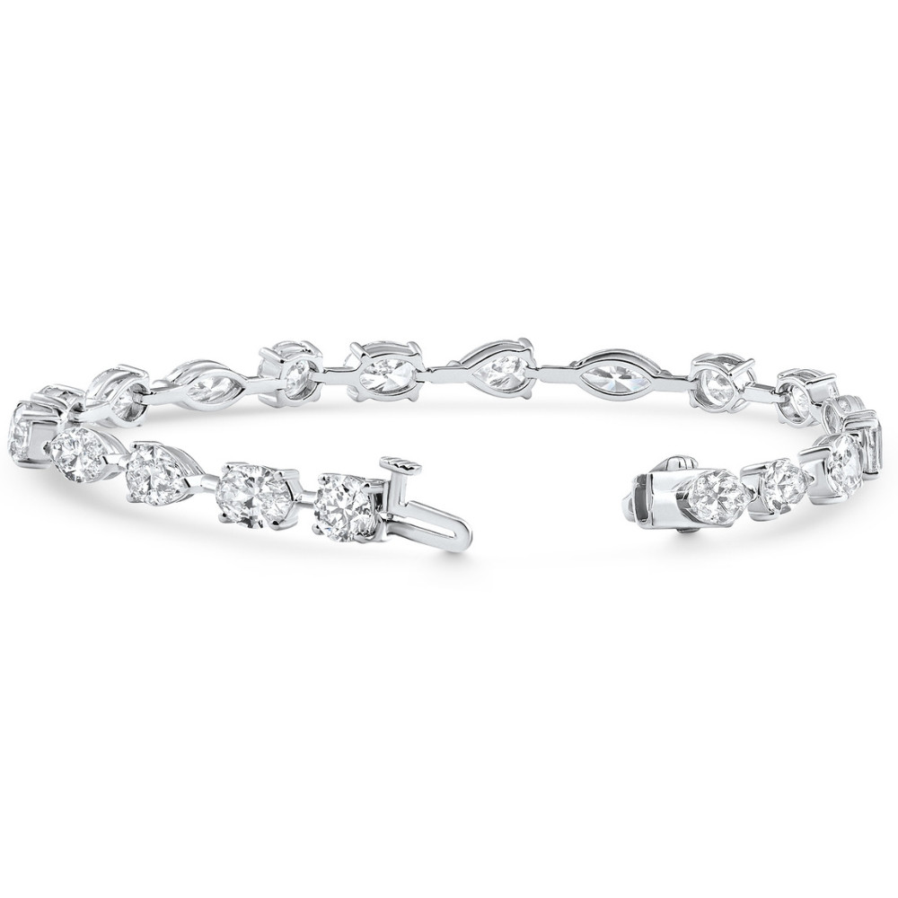 10Ct Mixed Cut Diamond Tennis Bracelet 7" 14k White Gold Lab Grown (E-F, VS)