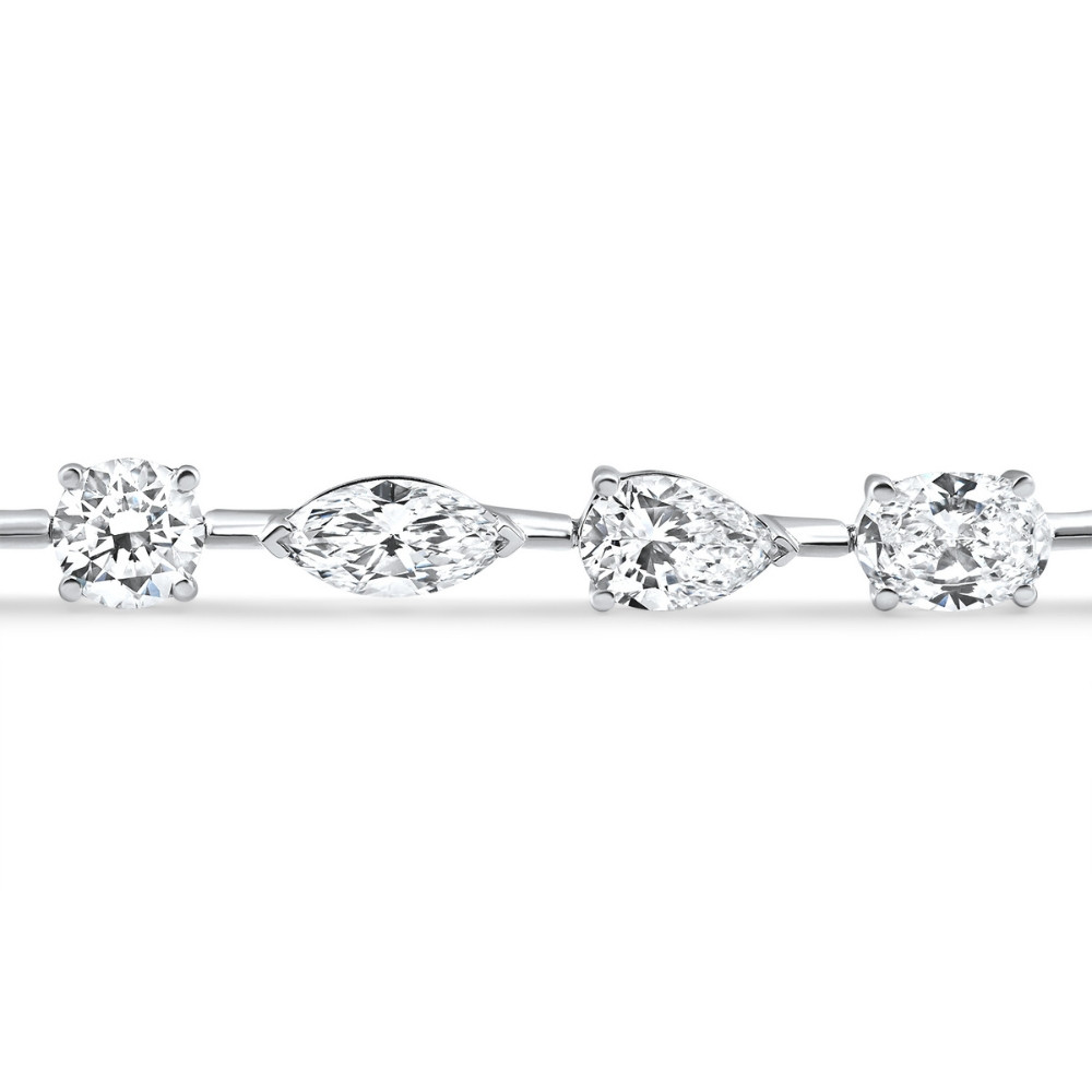10Ct Mixed Cut Diamond Tennis Bracelet 7" 14k White Gold Lab Grown (E-F, VS)