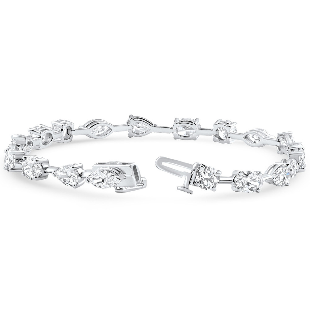 5Ct Mixed Cut Diamond Tennis Bracelet 7" 14k White Gold Lab Grown (E-F, VS)