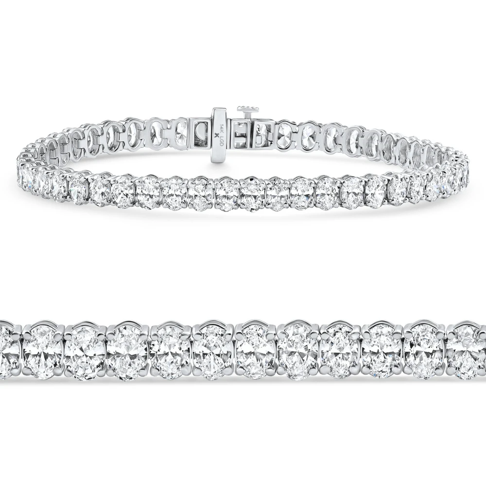 10Ct Oval Cut Diamond Tennis Bracelet 7" 14k White Gold Lab Grown (E-F, VS)
