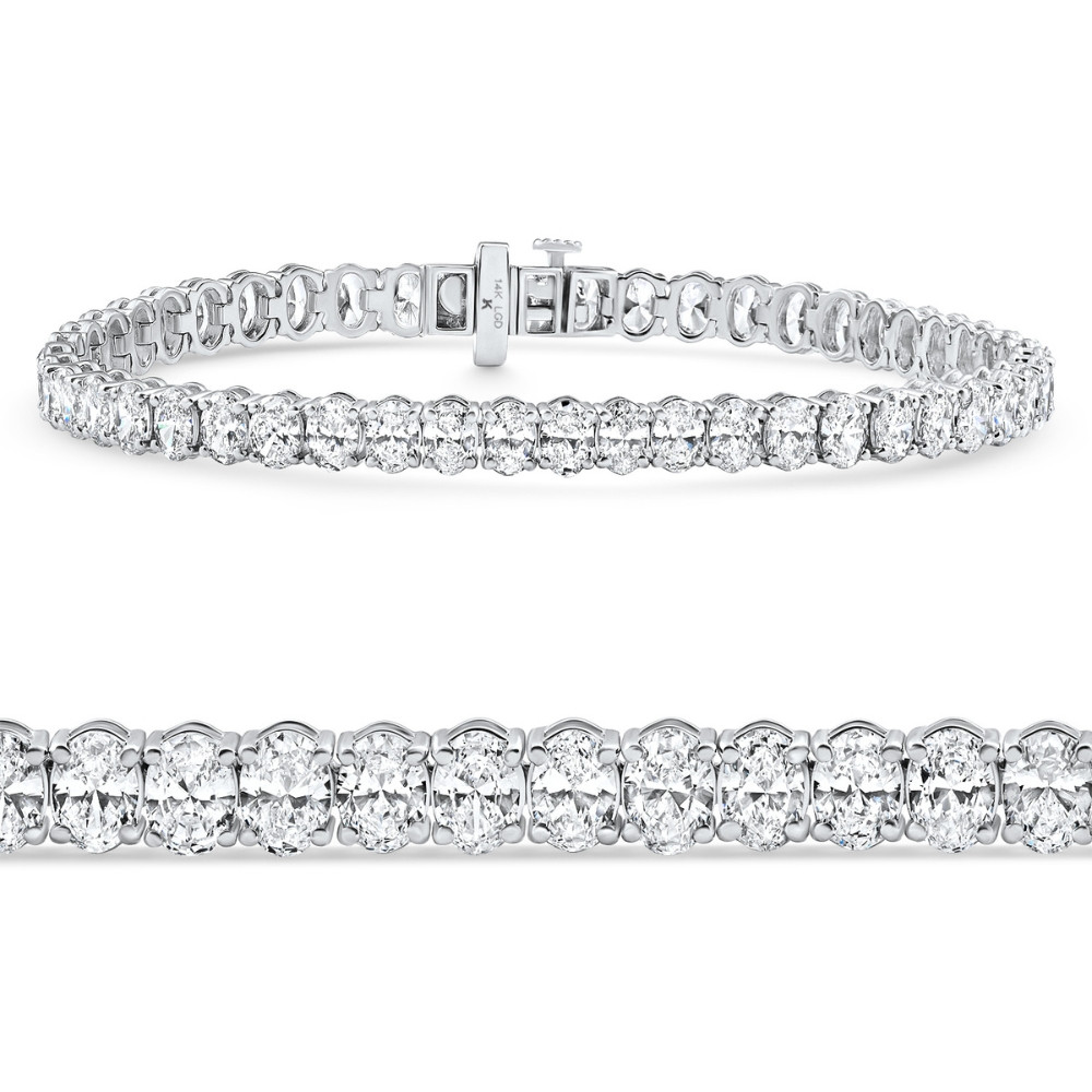 10Ct Oval Cut Diamond Tennis Bracelet 7" 14k White Gold Lab Grown (E-F, VS)