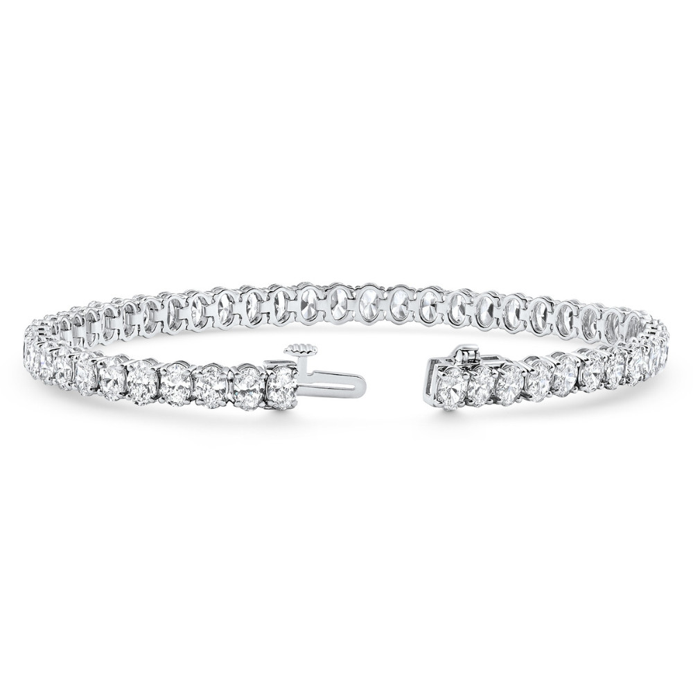 10Ct Oval Cut Diamond Tennis Bracelet 7" 14k White Gold Lab Grown (E-F, VS)