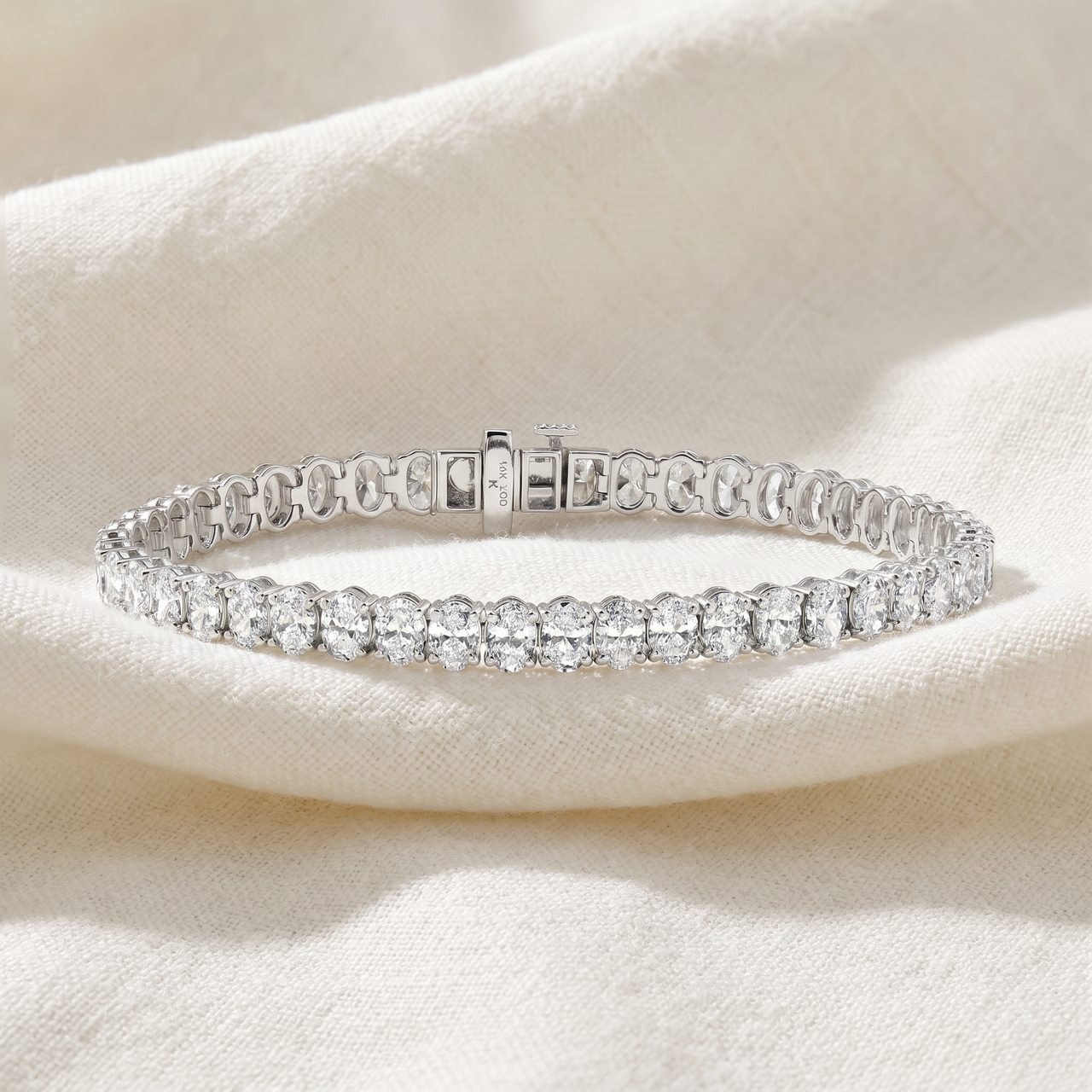 10Ct Oval Cut Diamond Tennis Bracelet 7" 14k White Gold Lab Grown (E-F, VS)