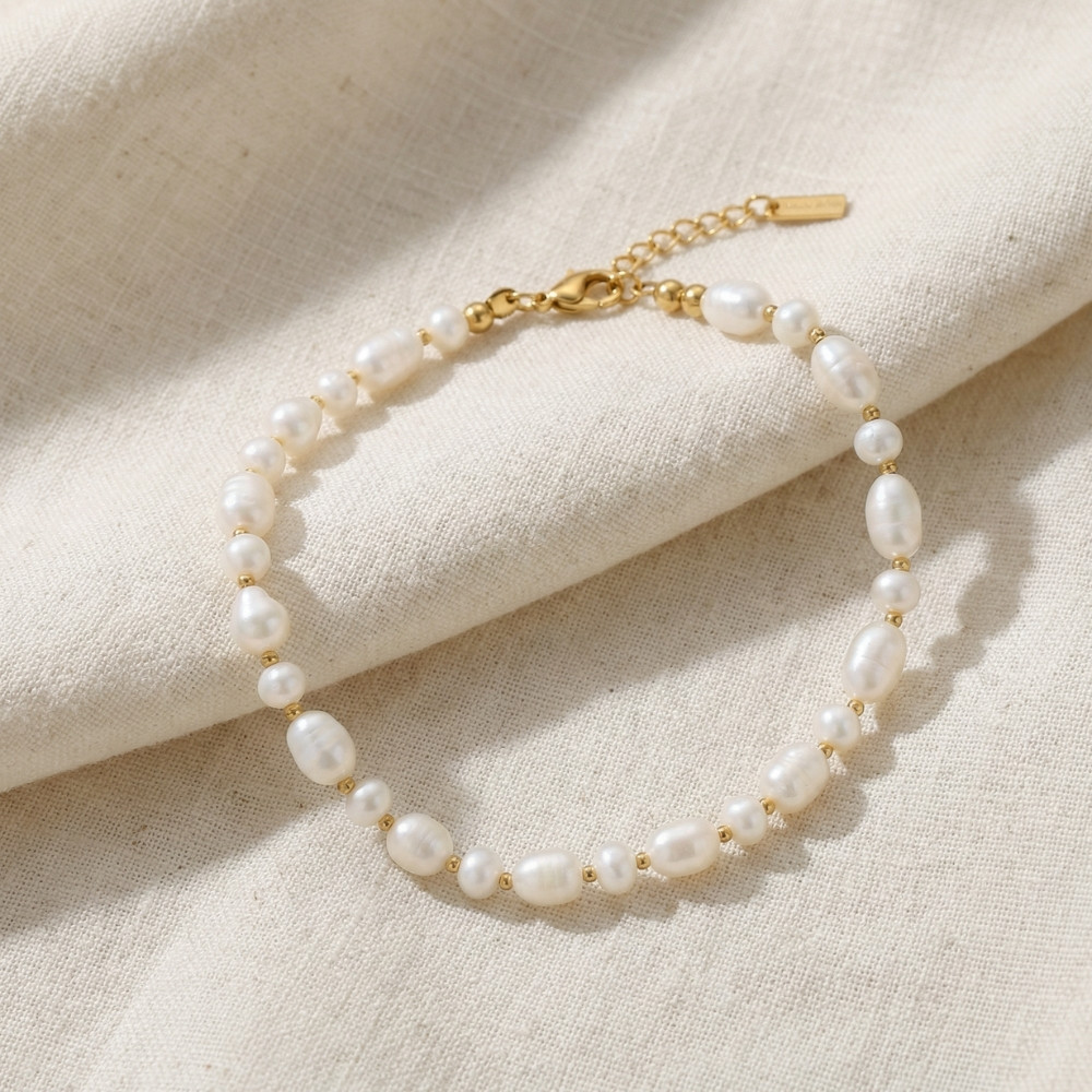 Leah Pearl Anklet 18k Yellow Gold