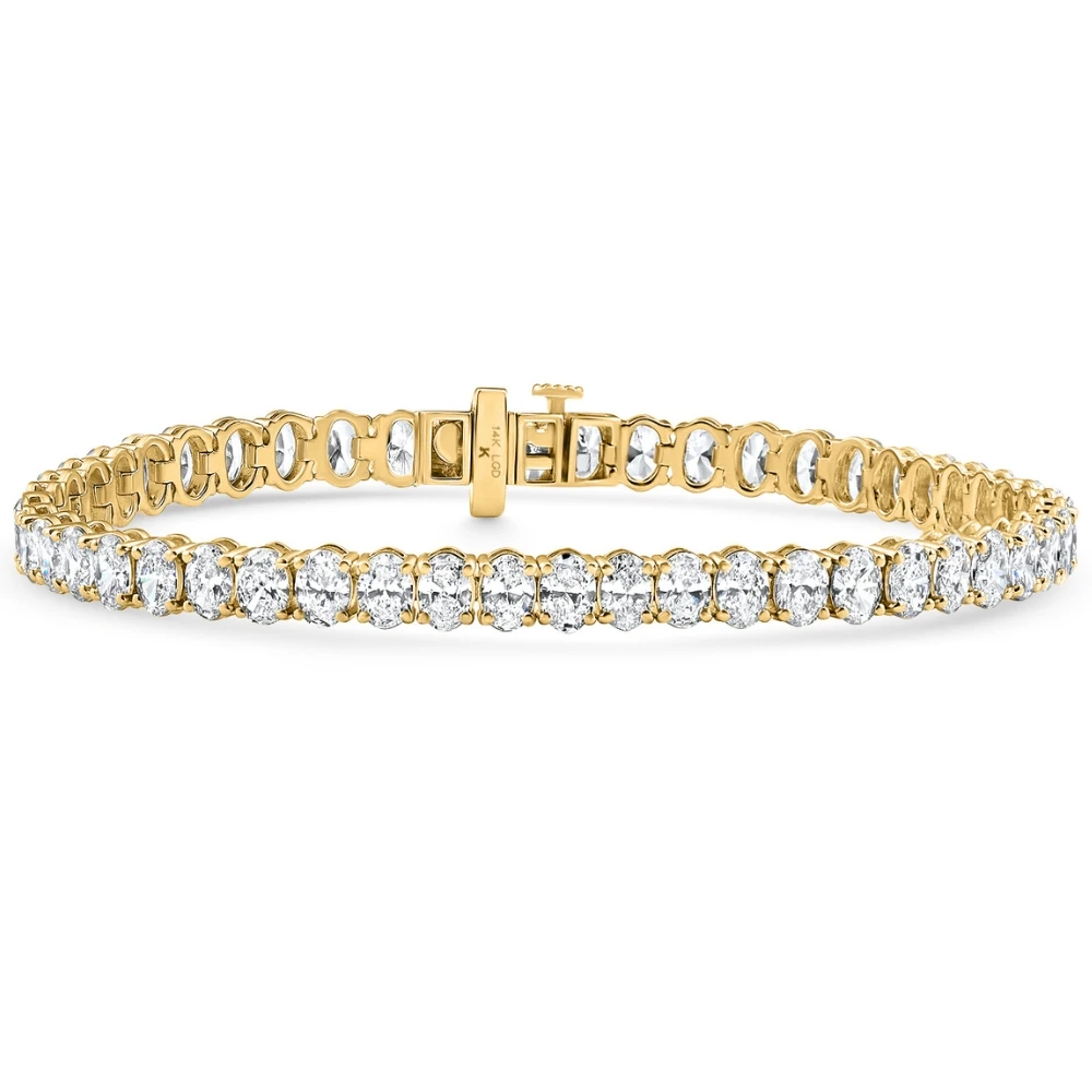 10Ct Oval Cut Diamond Tennis Bracelet 7" 14k Yellow Gold Lab Grown (E-F, VS)