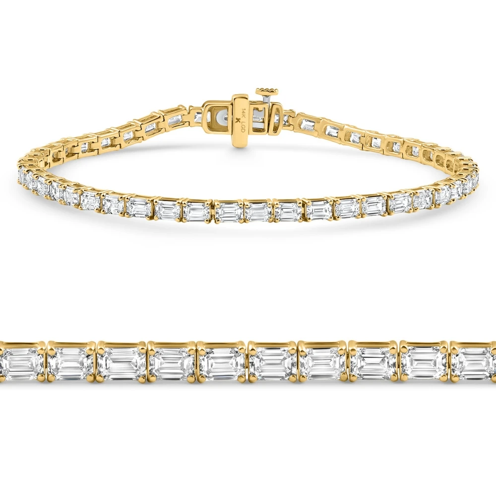 7Ct Emerald Cut Diamond Tennis Bracelet 7" 14k Yellow Gold (E-F, VS)