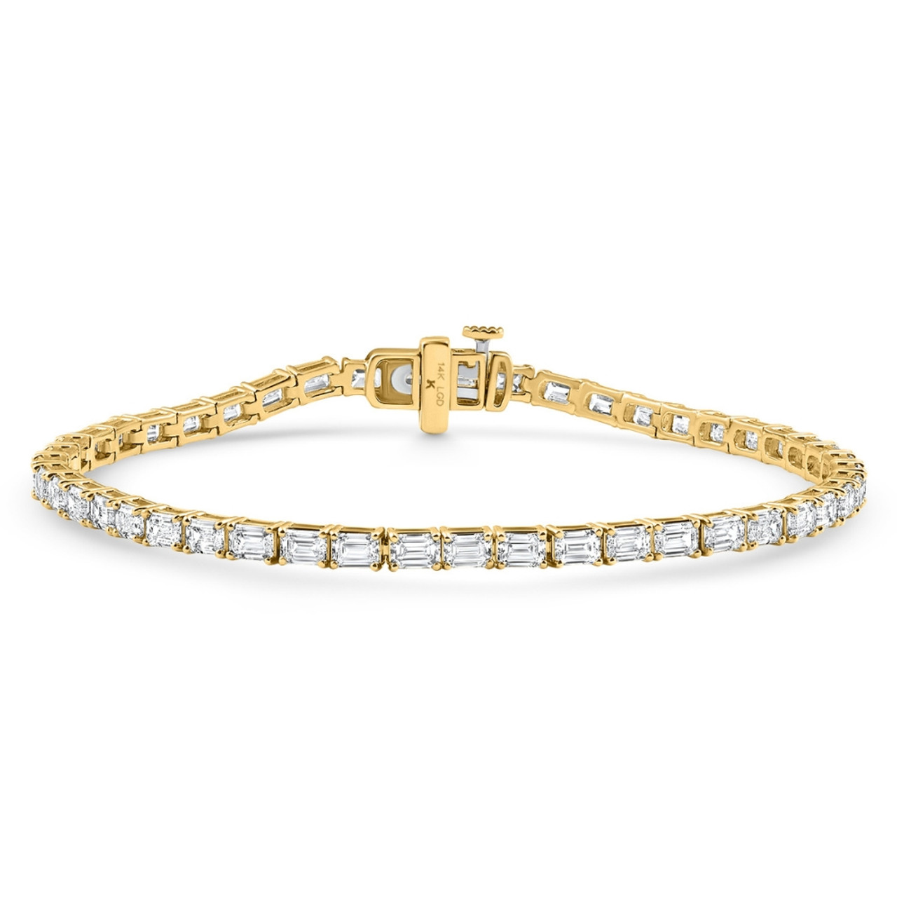 7Ct Emerald Cut Diamond Tennis Bracelet 7" 14k Yellow Gold (E-F, VS)