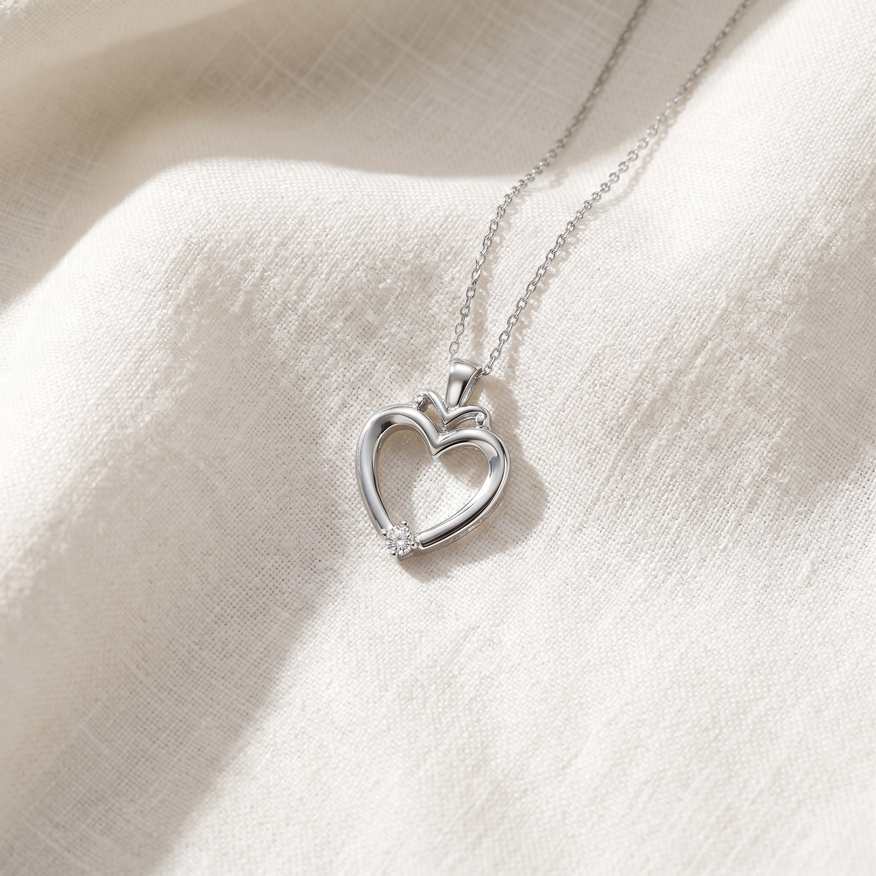 Solitaire Diamond Heart Pendant in White, Rose or Yellow Gold 1" Tall (J-K, I2-I3)