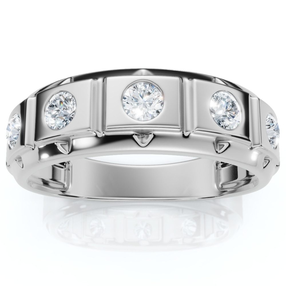 1/2Ct Men's Diamond High Polish Wedding Ring Lab Grown Anniversary Band (F-G, VS)