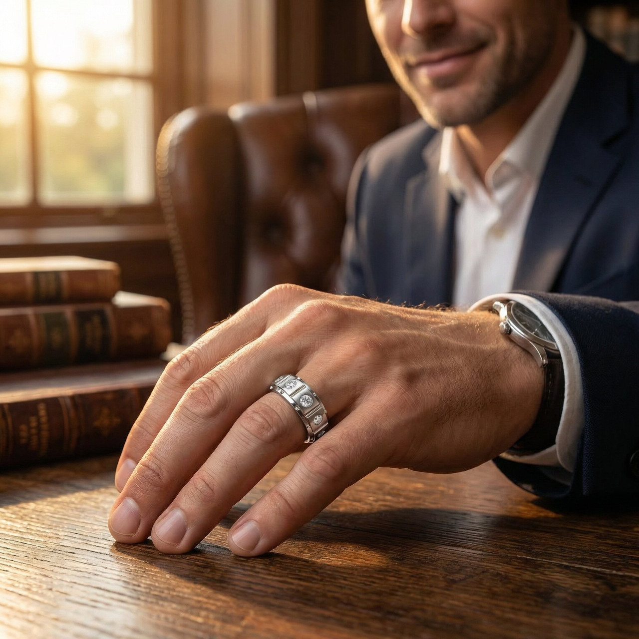 1/2Ct Men's Diamond High Polish Wedding Ring Lab Grown Anniversary Band (F-G, VS)
