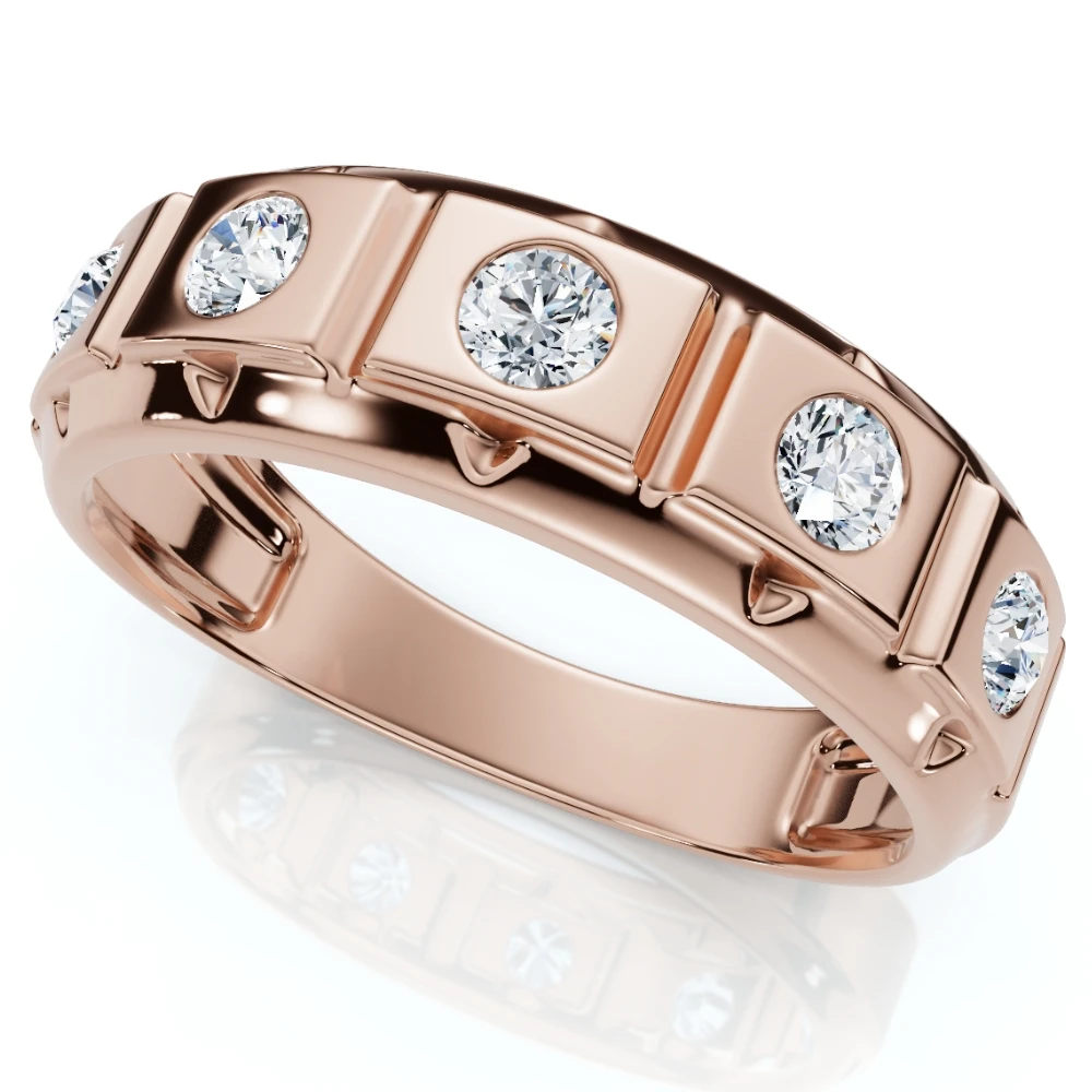 1/2Ct Men's Diamond High Polish Wedding Ring Lab Grown Anniversary Band (F-G, VS)