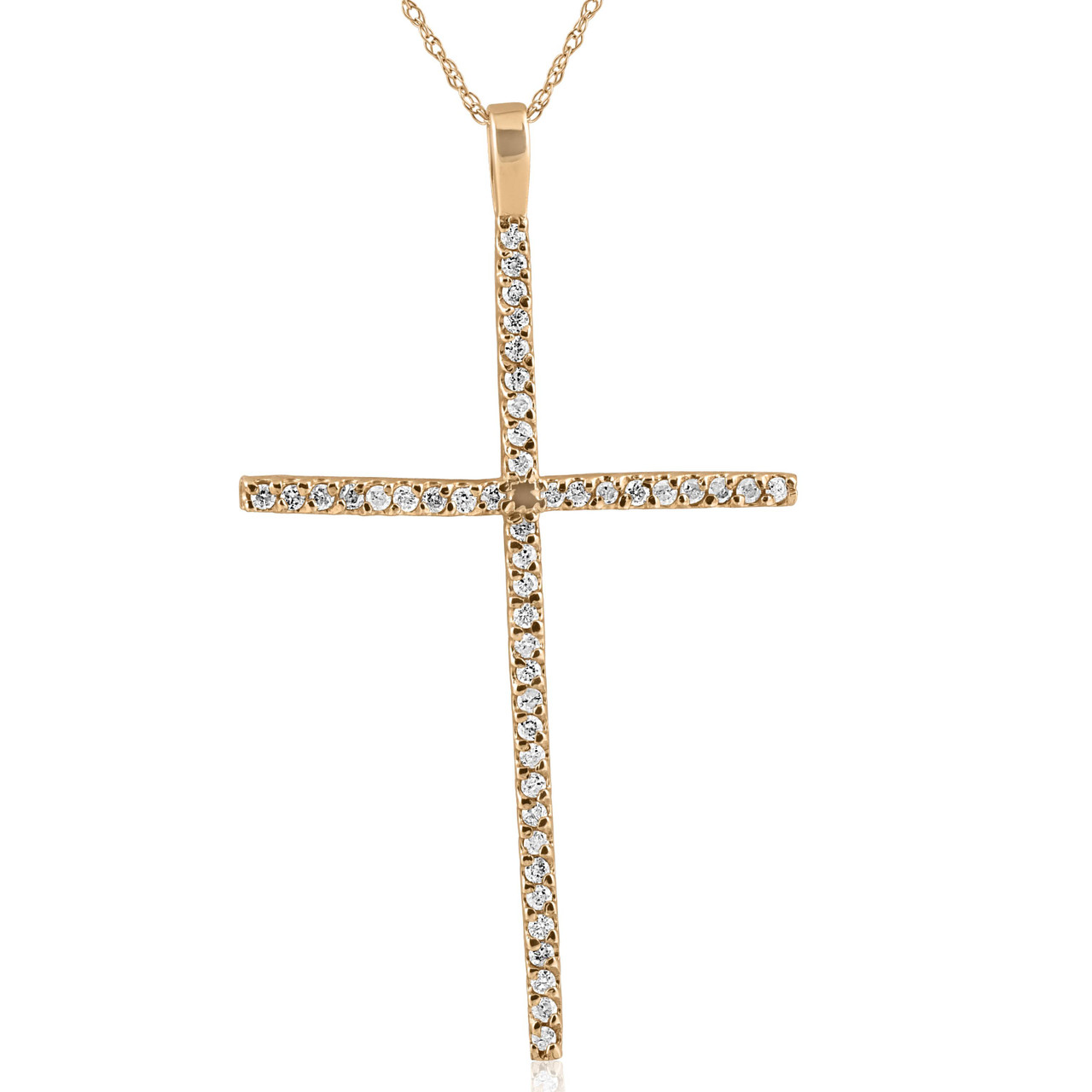 3/4ct Pave Diamond Cross 14K Yellow Gold 2