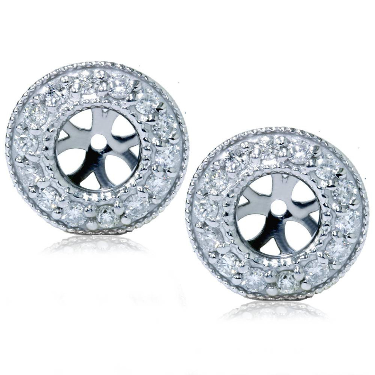 18k White Gold 0.87ctw Diamond Pave Stud Earring Jackets – Raymond Lee  Jewelers