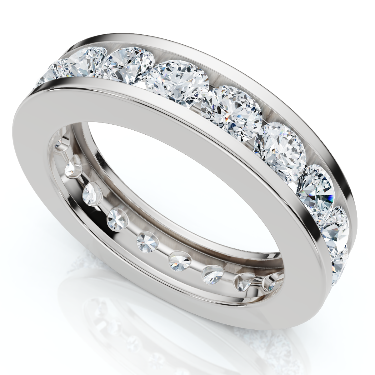2Ct Channel Set Diamond Eternity Ring 14k Gold or Platinum Lab Grown (E-F, VS)
