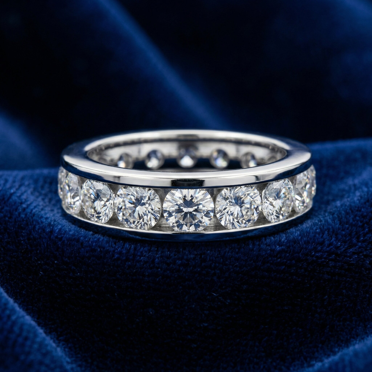 2Ct Channel Set Diamond Eternity Ring 14k Gold or Platinum Lab Grown (E-F, VS)