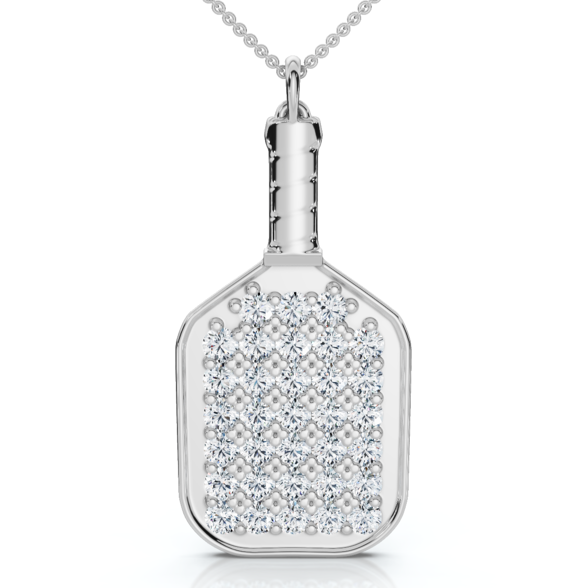 1Ct Diamond Studded Pickleball Paddle Pendant Necklace 10k Gold Lab Grown (E-F, VS)