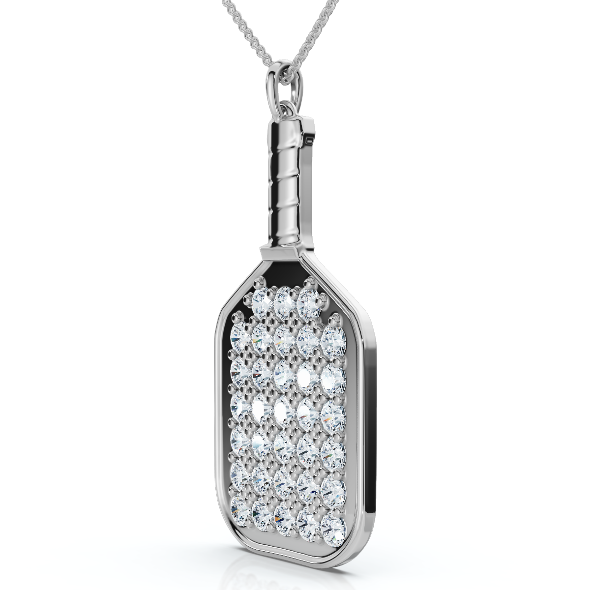 1Ct Diamond Studded Pickleball Paddle Pendant Necklace 10k Gold Lab Grown (E-F, VS)