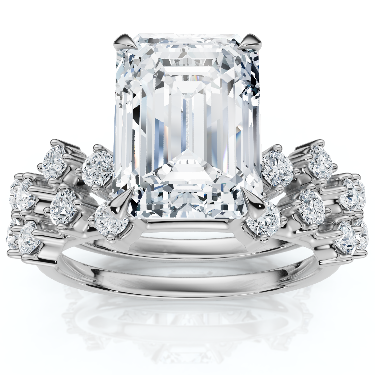 Certified 3 1/4Ct Emerald Diamond Bridal Set 14k Gold or Platinum Lab Grown (F-G, VS)