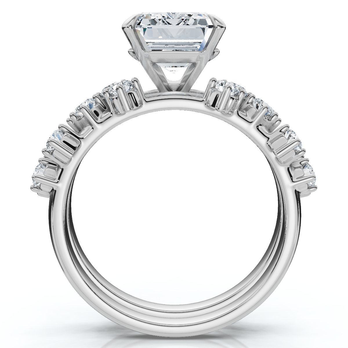 Certified 3 1/4Ct Emerald Diamond Bridal Set 14k Gold or Platinum Lab Grown (F-G, VS)