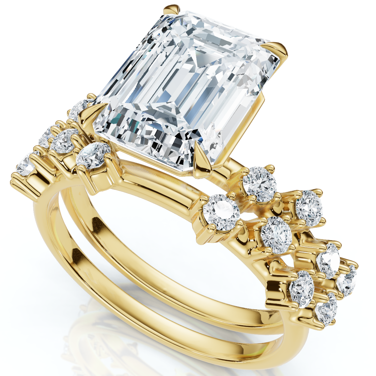 Certified 3 1/4Ct Emerald Diamond Bridal Set 14k Gold or Platinum Lab Grown (F-G, VS)