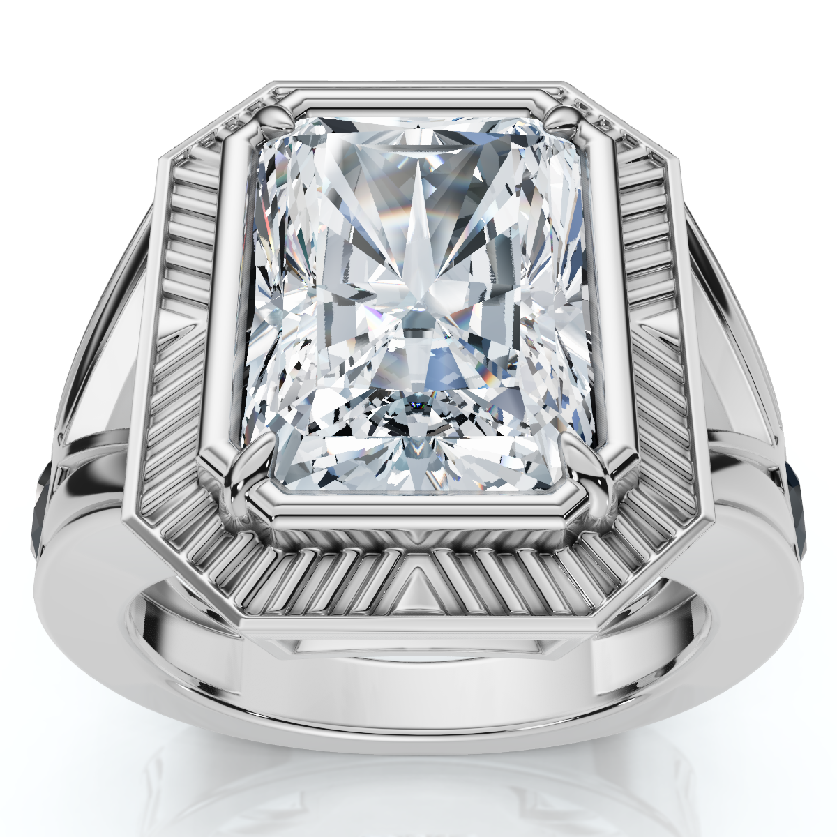 Certified 5 1/2Ct Elongated Radiant Cut Engagement Ring 14k Gold Lab Grown (F-G, VS)