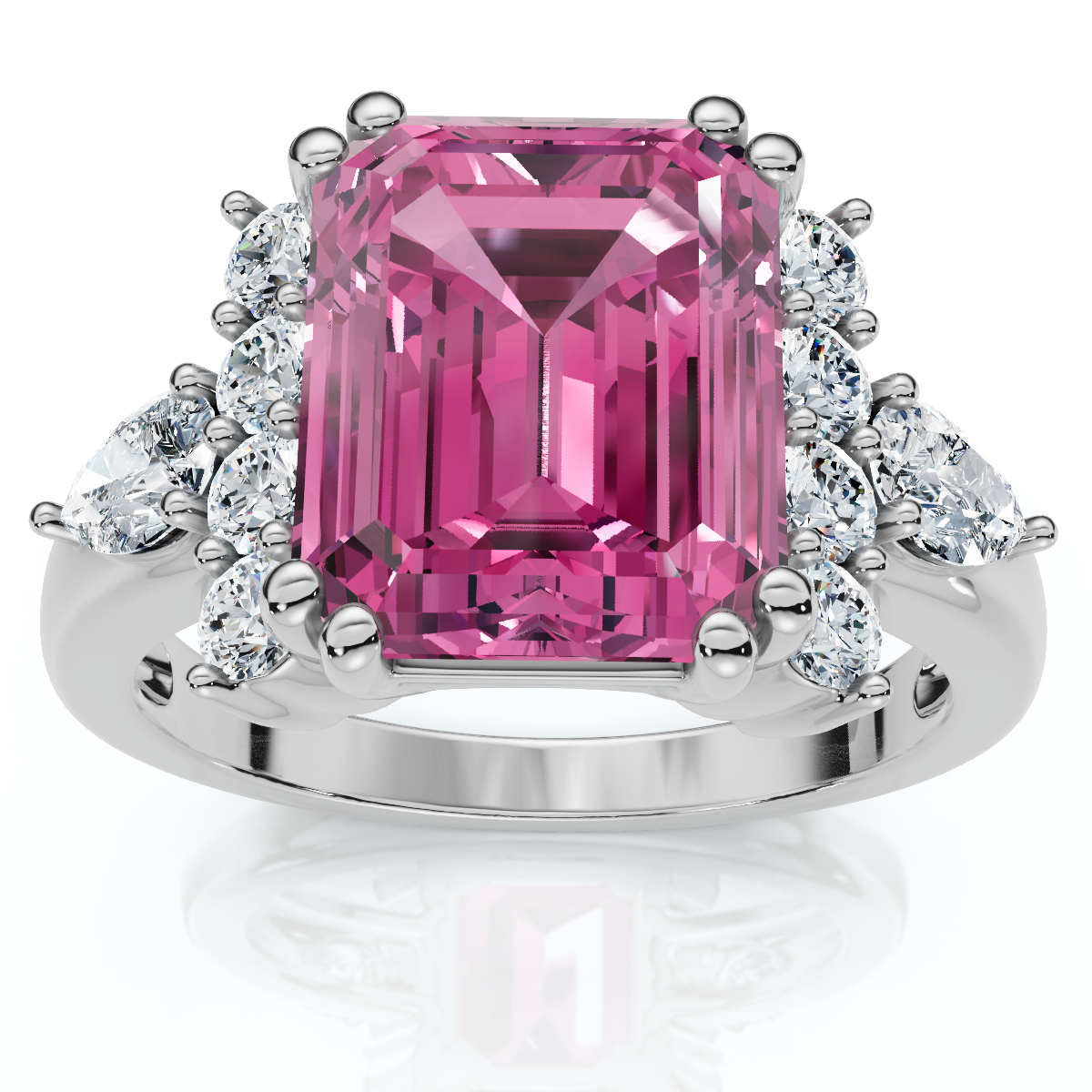 Pink Topaz 10x8mm Diamond Ring