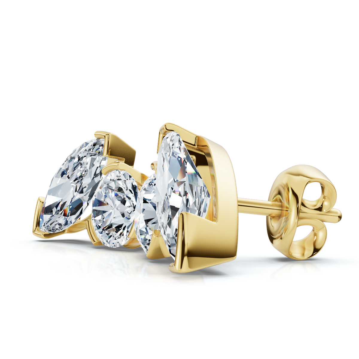 2Ct Toi Et Moi Round & Marquise Diamond Earrings 14k Gold 18" Lab Grown (E-F, VS)